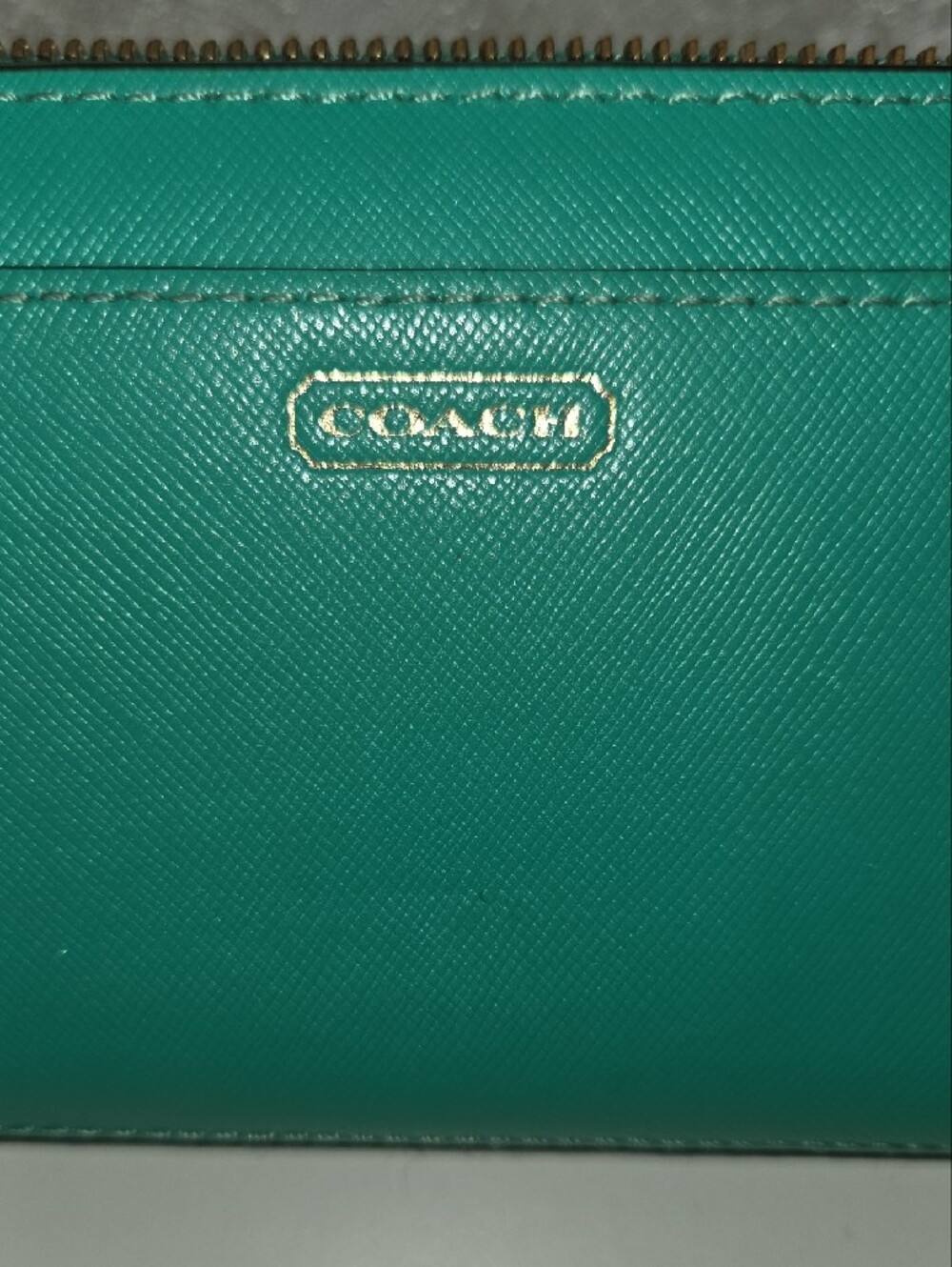 Coach Teal Green Zip-Around Leather Wallet - Picture 13 of 13